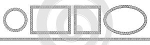 Greek pattern. Roman ellipse frame. Outline greece border isolated on white background. Round greec boarder for design prints