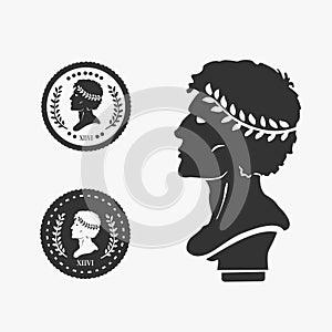 Greek Profile Coin Vector Illustration