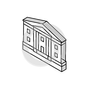 greek revival house isometric icon vector illustration