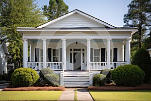 greek revival style house with columned side porch