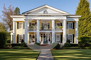 greek revival style house with a pediment porch