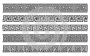 Greek roman pattern border decorative ornament. Ancient greek meander vector design wave