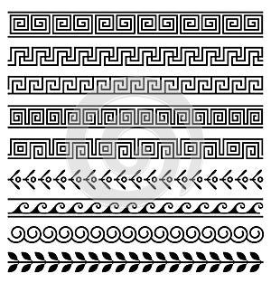 Greek roman pattern border decorative ornament. Ancient greek meander vector design wave