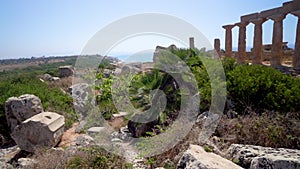 Greek Roman temple in the archaeological park of Selinunte in Sicily.