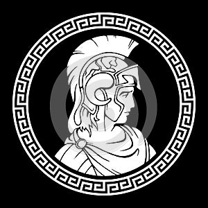 Greek round antique pattern. Alexander the Great Macedonian.