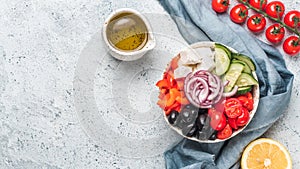 Greek Salad Bowl, copy space, top view