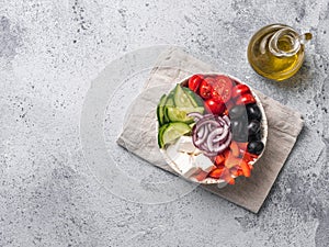 Greek Salad Bowl, copy space, top view