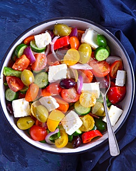 Greek Salad bowl with feta cheese