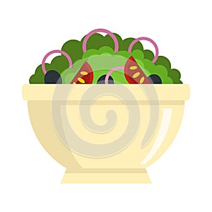 Greek salad bowl icon flat isolated vector
