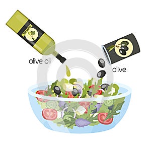 Greek salad in a bowl. Organic healthy food