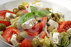 Greek Salad Closeup, Macro Photo of Fresh Garden Salat