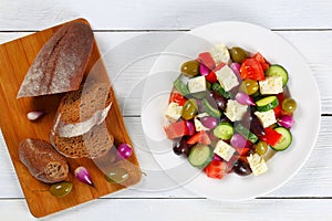 Greek salad with crusty country bread