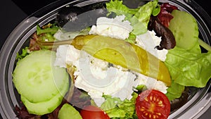 Greek Salad with feta chesse - close up shot