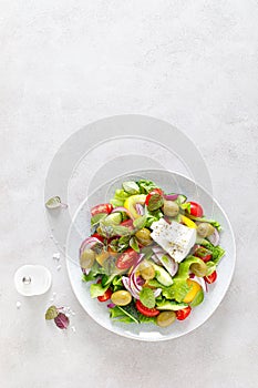 Greek salad. Fresh vegetable salad with feta cheese.  Horiatiki salad