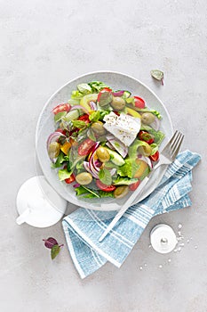 Greek salad. Fresh vegetable salad. Horiatiki salad photo