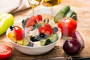 Greek salad with fresh vegetables