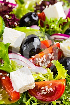 Greek salad with fresh vegetables and feta cheese