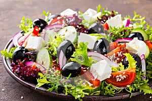 Greek salad with fresh vegetables and feta cheese