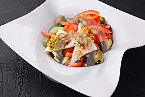 Greek salad with fresh vegetables and feta cheese