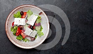 Greek salad with fresh vegetables and feta cheese