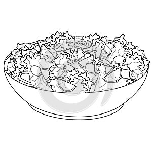 Greek salad or Horiatiki salad. Proper nutrition. Food vector object coloring book photo