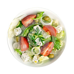 Greek Salad, Horiatiki or Village Salad with Feta Cheese photo