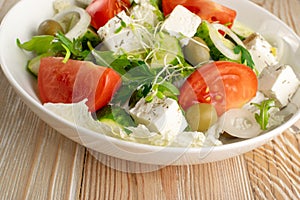 Greek Salad, Horiatiki or Village Salad with Feta Cheese