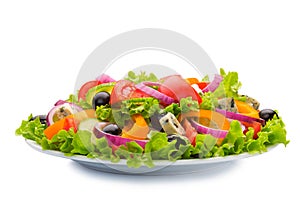 Greek salad in plate isolated