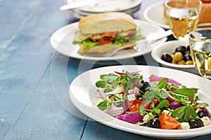 Greek salad with purslane