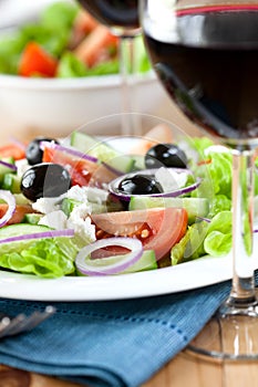 Greek Salad with Wine