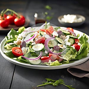 Greek salads with tomato and feta cheese. AI generativ photo