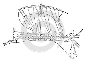 Greek ship, vintage engraving