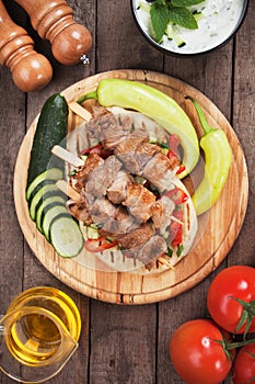 Greek souvlaki skewer