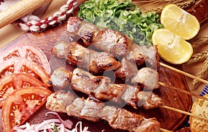 Greek Souvlaki skewers and salad