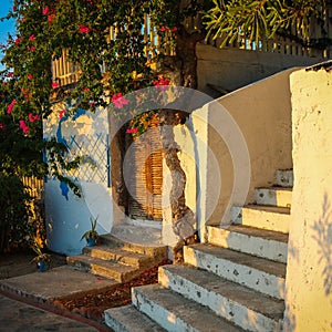 Greek staircase with door