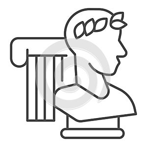 Greek statue and column thin line icon, Back to school concept, monument and column sign on white background, Vintage