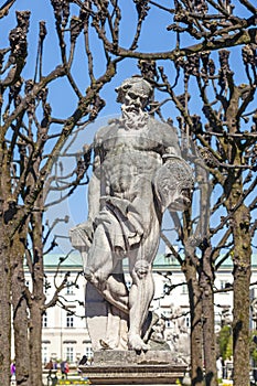 Greek statues in Mirabell gardens in Salzburg