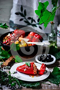 Greek stuffed peppers yemista...selective focus