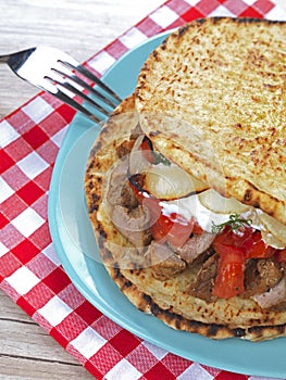 A greek-style club sandwich