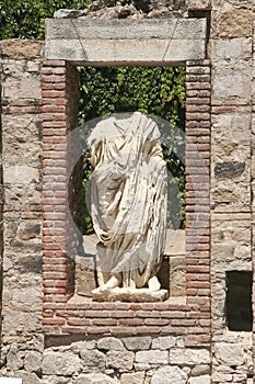 Greek-style statues with person of repute of Roman Provincial Forum, Merida