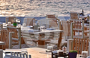 Greek taverna near the sea photo