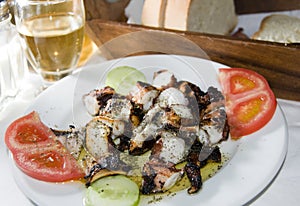 Greek taverna specialty marinated grilled octopus