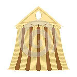 Greek temple of cartoon style on a white background. Vector illu