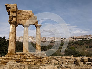 The Greek Temple of Castor and Pollux, Agrigento, Sicily, Italy.