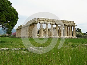 Greek ancient temple of Hera to Paestum in Italy. photo