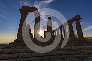 Greek temple of juno at sunset