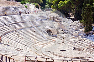 Greek Theatre of Syracuse, ruins of ancient monument, Sicily, Italy
