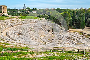 Greek theatre in Syracuse. Sicily, Italy