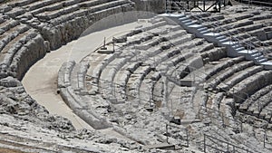 Greek Theatre Syracuse Siracusa, ruins of ancient monument, Sicily, Italy. Footage 4k