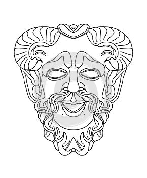 Greek theatrical mask of satyr photo